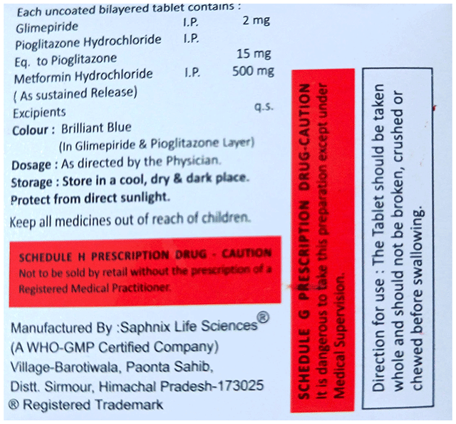 Glimvea MP 2/500/15mg Tablet SR 10s
