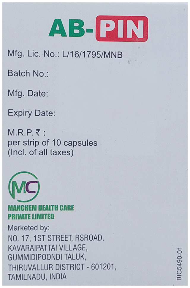 AB Pin 100mg Capsule 10s