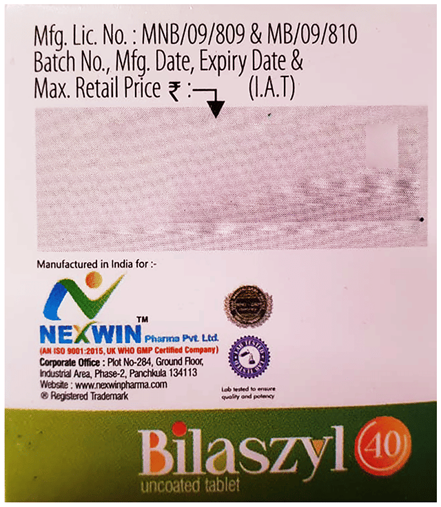Bilaszyl 40mg Tablet 10s