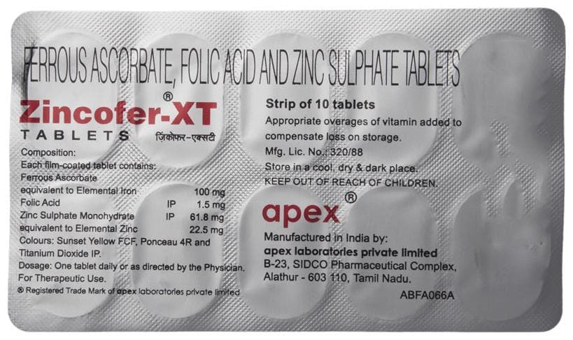 ZINCOFER XT TABLET 1X10 - Scraped Image