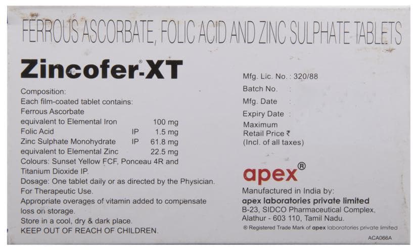 ZINCOFER XT TABLET 1X10 - Scraped Image