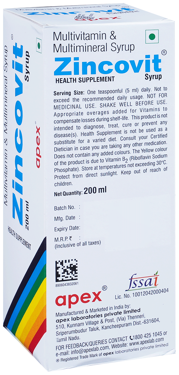 ZINCOVIT SYRUP 200 ML - Scraped Image