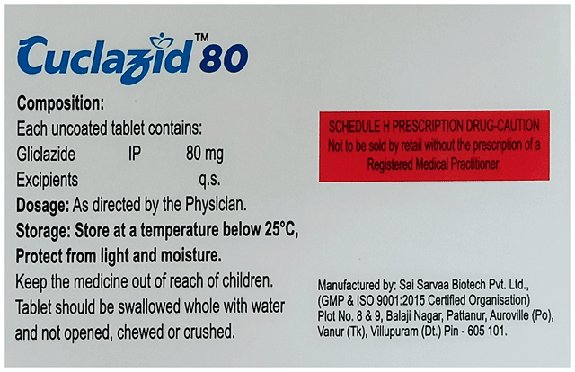 Cuclazid 80mg Tablet 15s