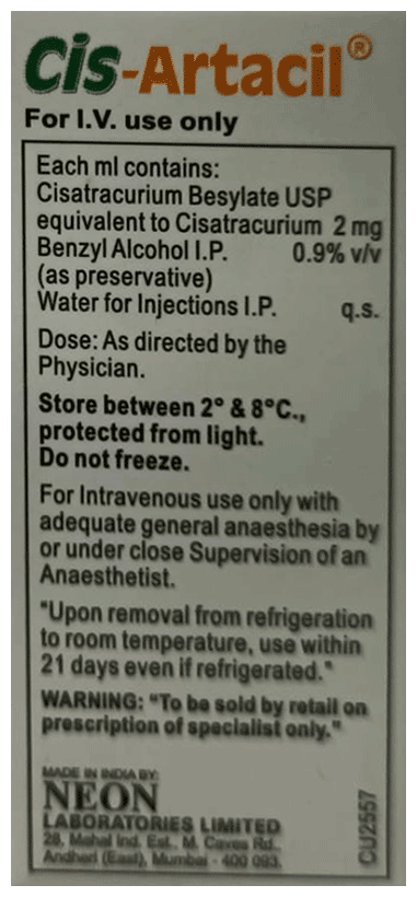 Cisartacil 20mg Injection