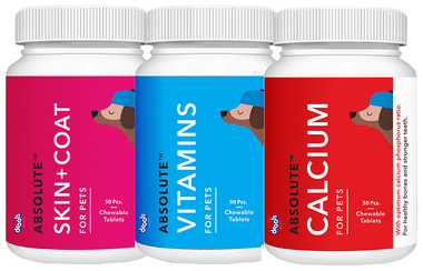 Drools Combo Pack of Absolute Skin+Coat Tablet, Vitamins Tablet & Calcium Tablet (50 Each) (For Pets)