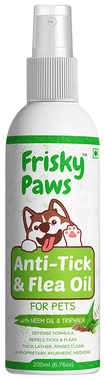 Frisky Paws Anti-Tick & Flea Oil for Pets with Neem Oil & Triphala (200ml Each)