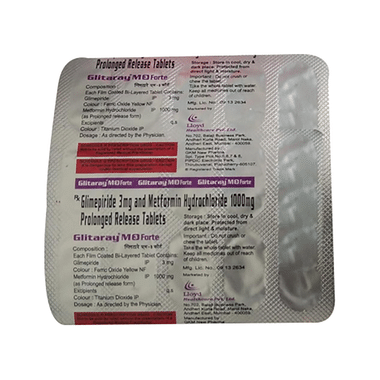 Glitaray M Forte 3mg 1000mg Tablet View Uses Side Effects Price And Substitutes 1mg