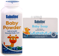 Babuline Combo Pack of Baby Powder 100gm (Pack of 2) & Baby Soap Travel 100gm (Pack of 2) thumbnail