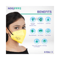 Care View Universal Yellow CV1221 N95 FFP2 Certified Earloop with 6 Layers Filtration Protective Mask thumbnail