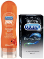 Sexual Wellness Combo of Durex Extra Time 10 Condom (Buy 2 Get 1 Free) and Durex Play Massage 2 in 1 Intimate Lubricant & Massage Gel 200ml thumbnail