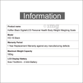 Hoffen Digital/LCD Weighing Scale Black with Blue Backlight thumbnail