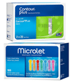 Glucose Test Strips and Lancet Combo Pack of Contour Plus Blood Glucose 50 Test Strip and Microlet Colored 100 Lancets thumbnail