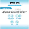 Tata 1mg 3 Ply Surgical Face Mask with Meltblown Filter and Nose Pin thumbnail
