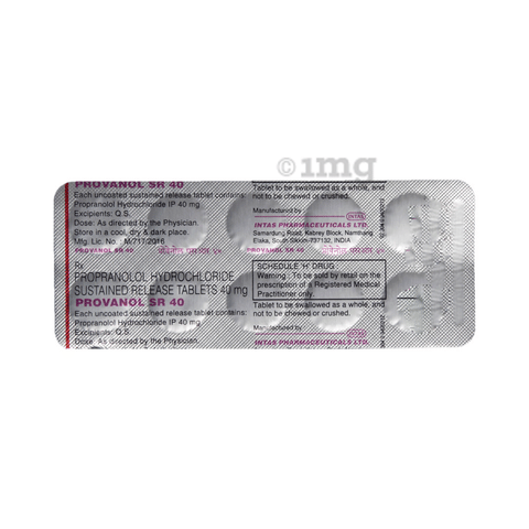 Provanol Sr 40 Tablet View Uses Side Effects Price And Substitutes 1mg