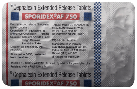 Sporidex Af 750 Tablet Er View Uses Side Effects Price And Substitutes 1mg