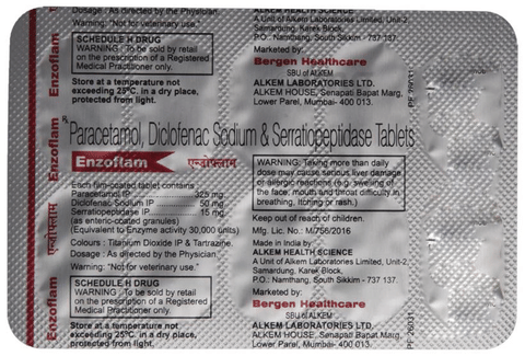 Enzoflam Tablet View Uses Side Effects Price And Substitutes 1mg