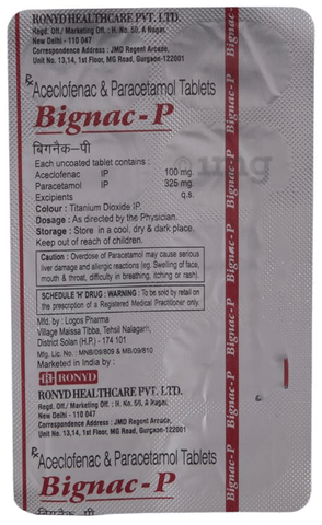 Bignac P Tablet View Uses Side Effects Price And Substitutes 1mg