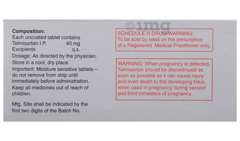 Telma 40 Tablet View Uses Side Effects Price And Substitutes 1mg