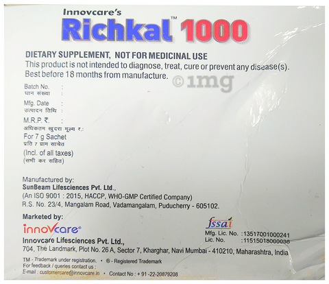 Richkal 1000 Sugar Free Granules Strawberry Buy Sachet Of 7 Gm Granules At Best Price In India 1mg
