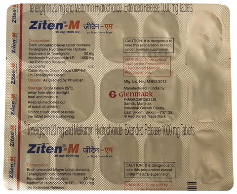 Ziten M 1000mg mg Tablet Er View Uses Side Effects Price And Substitutes 1mg