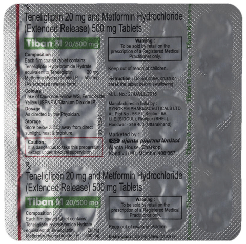 Tiban M 500mg Tablet Er View Uses Side Effects Price And Substitutes 1mg