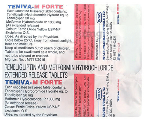 Teniva M Forte Tablet Er View Uses Side Effects Price And Substitutes 1mg