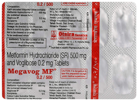 Megavog Mf 0 2 500 Tablet Sr View Uses Side Effects Price And Substitutes 1mg