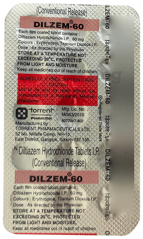 Dilzem 60 Tablet Cr View Uses Side Effects Price And Substitutes 1mg