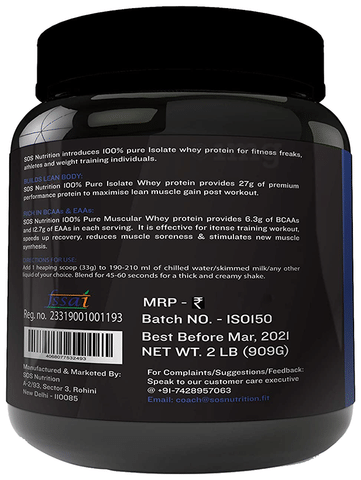 SOS Nutrition Isolate Whey Protein Powder Chocolate: Buy jar ...