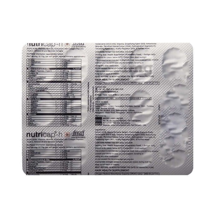 Nutricap H Softgel Capsule Buy Strip Of 15 Soft Gelatin Capsules At Best Price In India 1mg