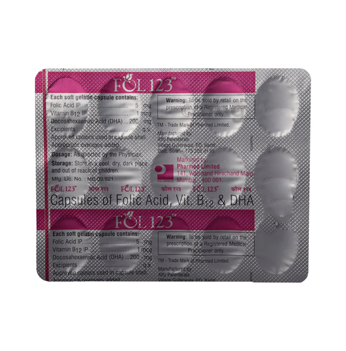 Fol 123 Soft Gelatin Capsule Buy Strip Of 15 Soft Gelatin Capsules At Best Price In India 1mg