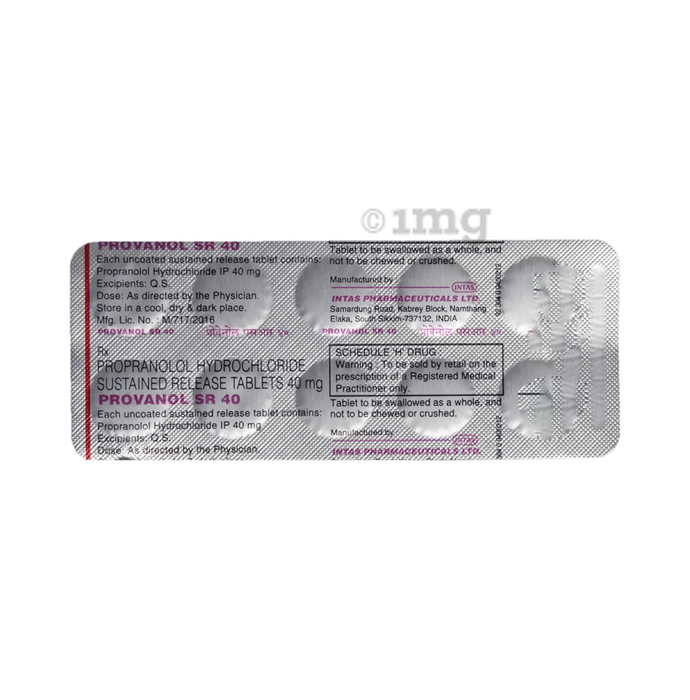 Provanol Sr 40 Tablet View Uses Side Effects Price And Substitutes 1mg