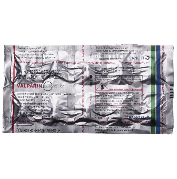 Valparin Chrono 500 Tablet Cr View Uses Side Effects Price And Substitutes 1mg