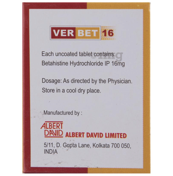 Verbet 16 Tablet View Uses Side Effects Price And Substitutes 1mg