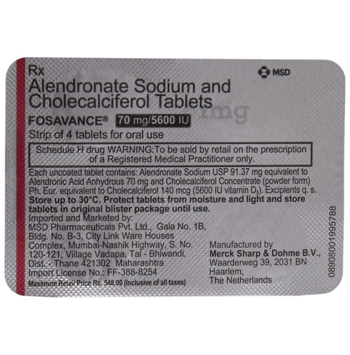 Fosavance 70 Mg 5600 Iu Tablet View Uses Side Effects Price And Substitutes 1mg
