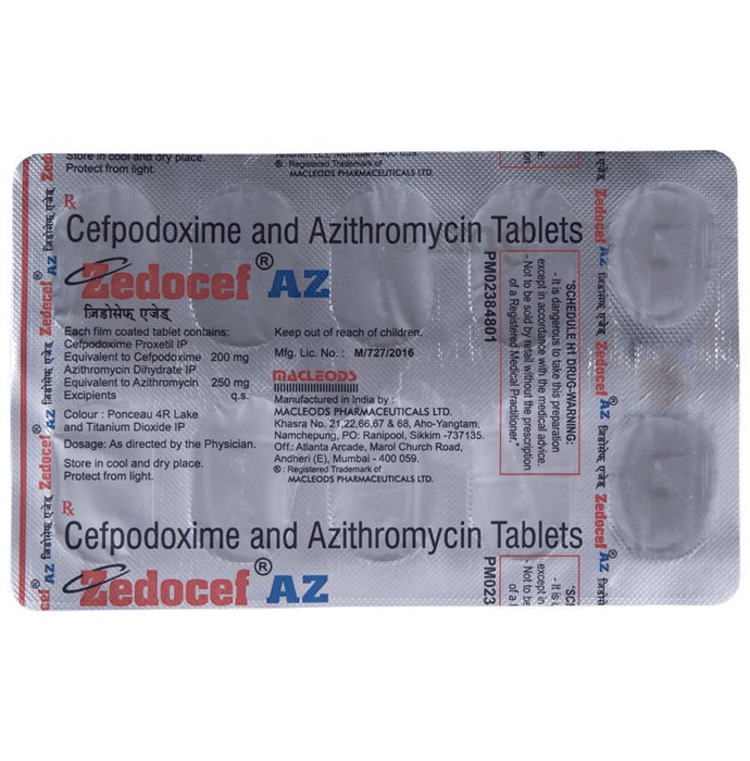 Cefpodoxime 200 mg azithromycin 250 mg