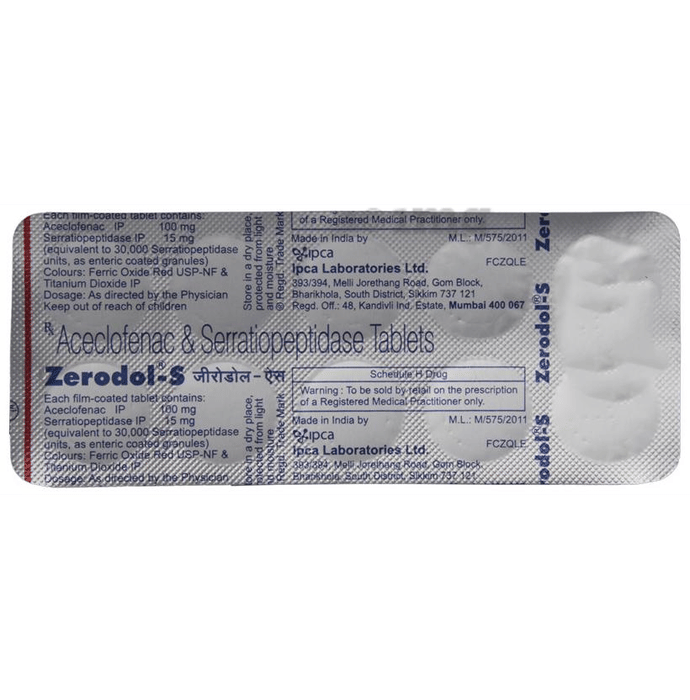 Zerodol S Tablet View Uses Side Effects Price And Substitutes 1mg