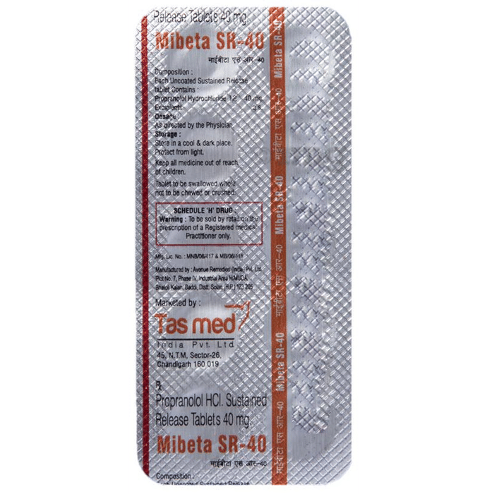 Mibeta Sr 40 Tablet View Uses Side Effects Price And Substitutes 1mg