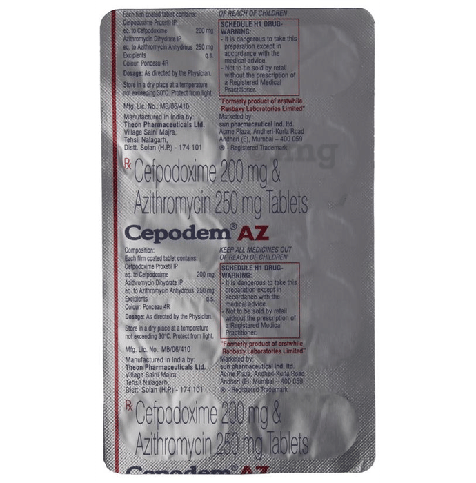 Cefpodoxime 200 Mg Azithromycin 250 Mg