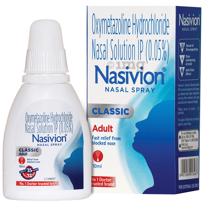 Nasivion Classic Adult 0.05 Nasal Spray Buy bottle of 10 ml Nasal