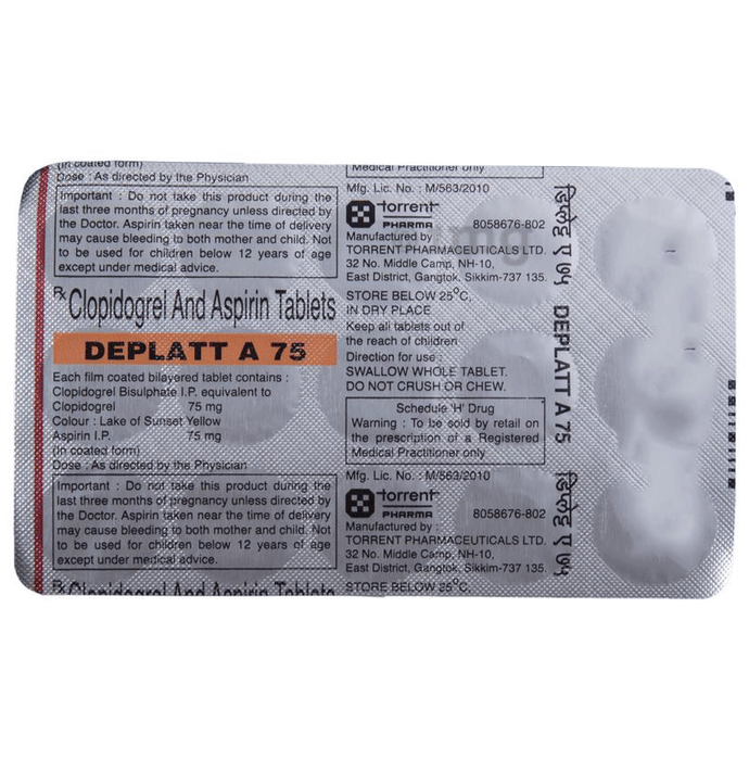 Deplatt A 75 Tablet View Uses Side Effects Price And Substitutes 1mg