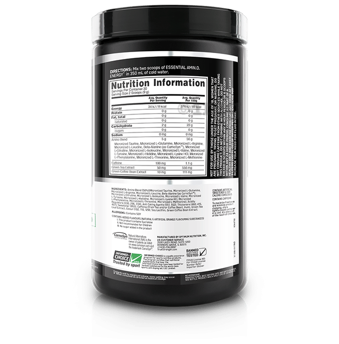 Optimum Nutrition (ON) Amino Energy Orange: Buy box of 270 gm ...