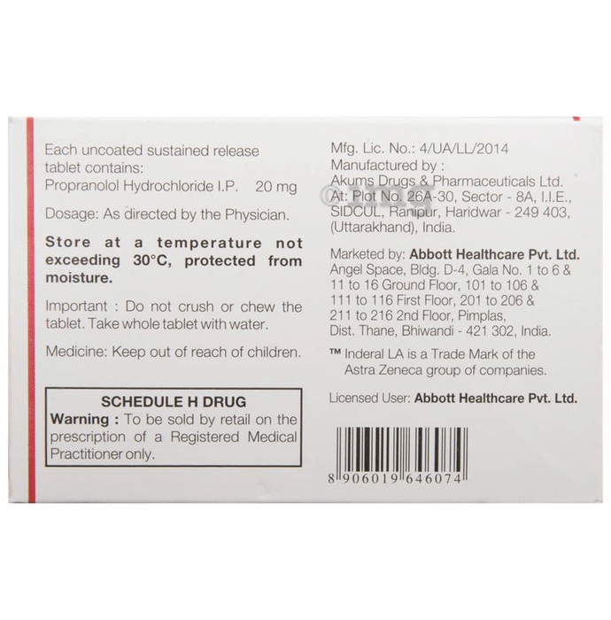 Inderal 20 Mg Cost