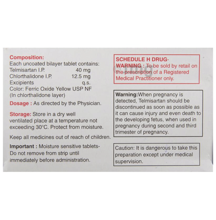 Telma Ct 40 12 5 Tablet View Uses Side Effects Price And Substitutes 1mg