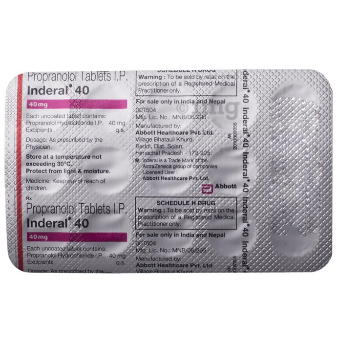 propranolol 40 mg inderal