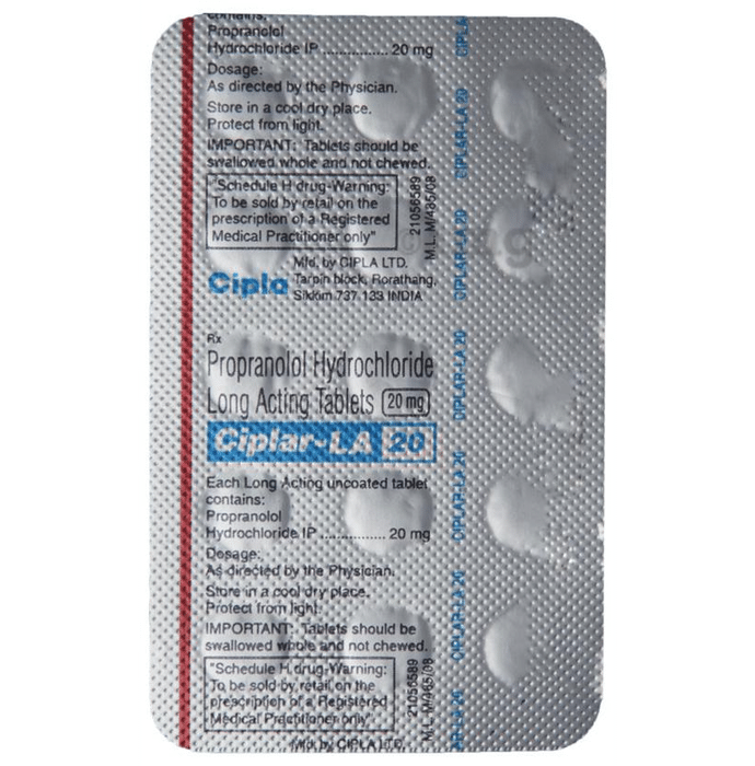 Propranolol la 20 mg