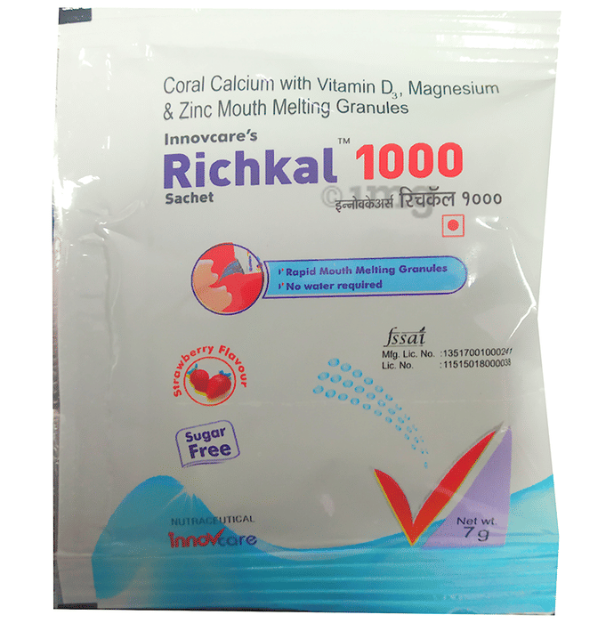 Richkal 1000 Sugar Free Granules Strawberry Buy Sachet Of 7 Gm Granules At Best Price In India 1mg