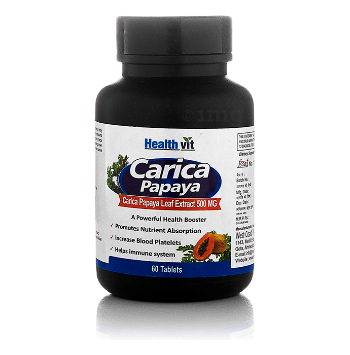 HealthVit Carica Papaya Extract 500mg Tablet Buy bottle of 60 tablets