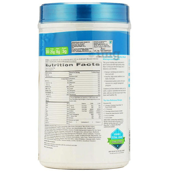 GNC Total Lean Shake 25 French Vanilla: Buy bottle of 1.83 lb ...