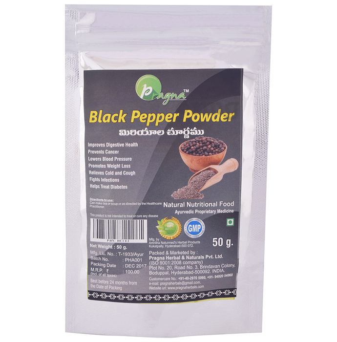 Pragna Black Pepper Powder Buy Packet Of 50 Gm Powder At Best Price In India 1mg 2603